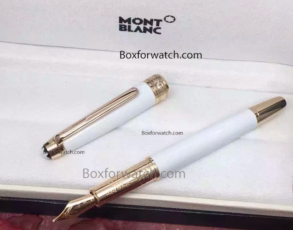 Mont blanc Meisterstuck Solitaire White Fountain Pen Gold Clip